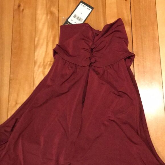 Ells Moss wine halter, layered bodice, NWT-flaw S - Picture 5 of 8